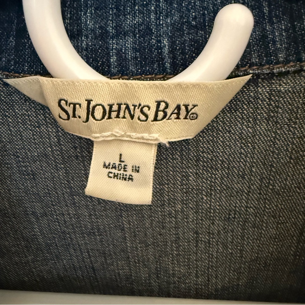 St Johns Bay Women’s L Blue Jeans Denim Cotton Blend Jacket Coat Spring Fall - Picture 12 of 16